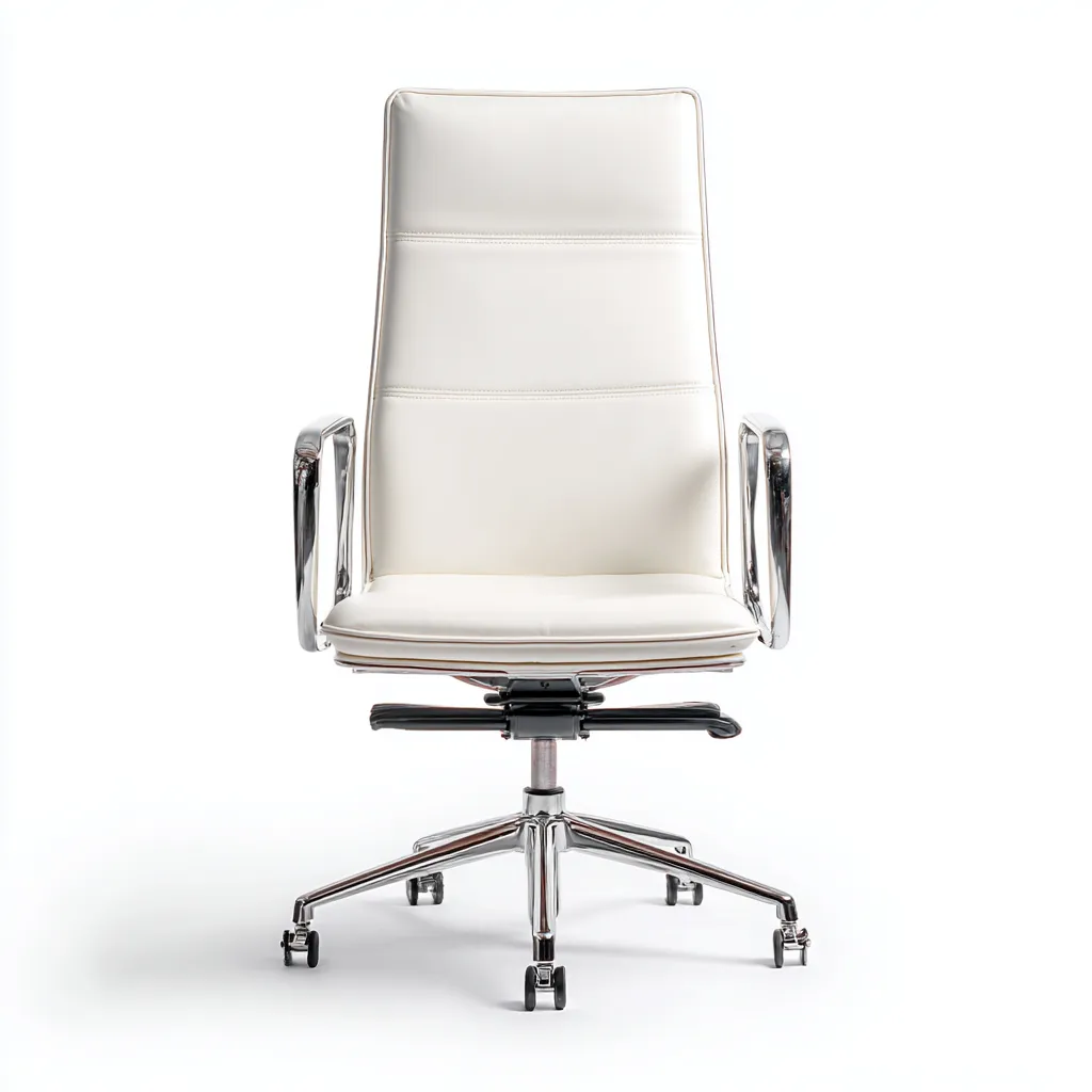 Sedia da ufficio metallo-ecopelle 65x60x115 cm bianco per ufficio design moderno-Craftgoloft