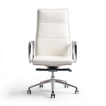 Sedia da ufficio metallo-ecopelle 65x60x115 cm bianco per ufficio design moderno-Craftgoloft