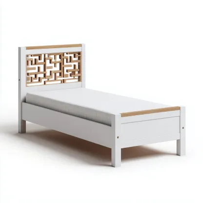 Letto singolo legno 200x100x105 cm bianco-naturale adatto per camera da letto design moderno-Craftgoloft