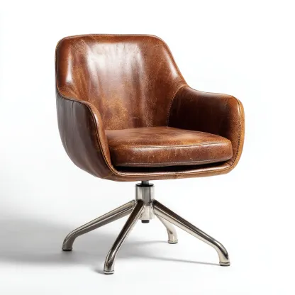 Sedia da ufficio in pelle 62x60x85 cm marrone per ufficio - design moderno-Craftgoloft