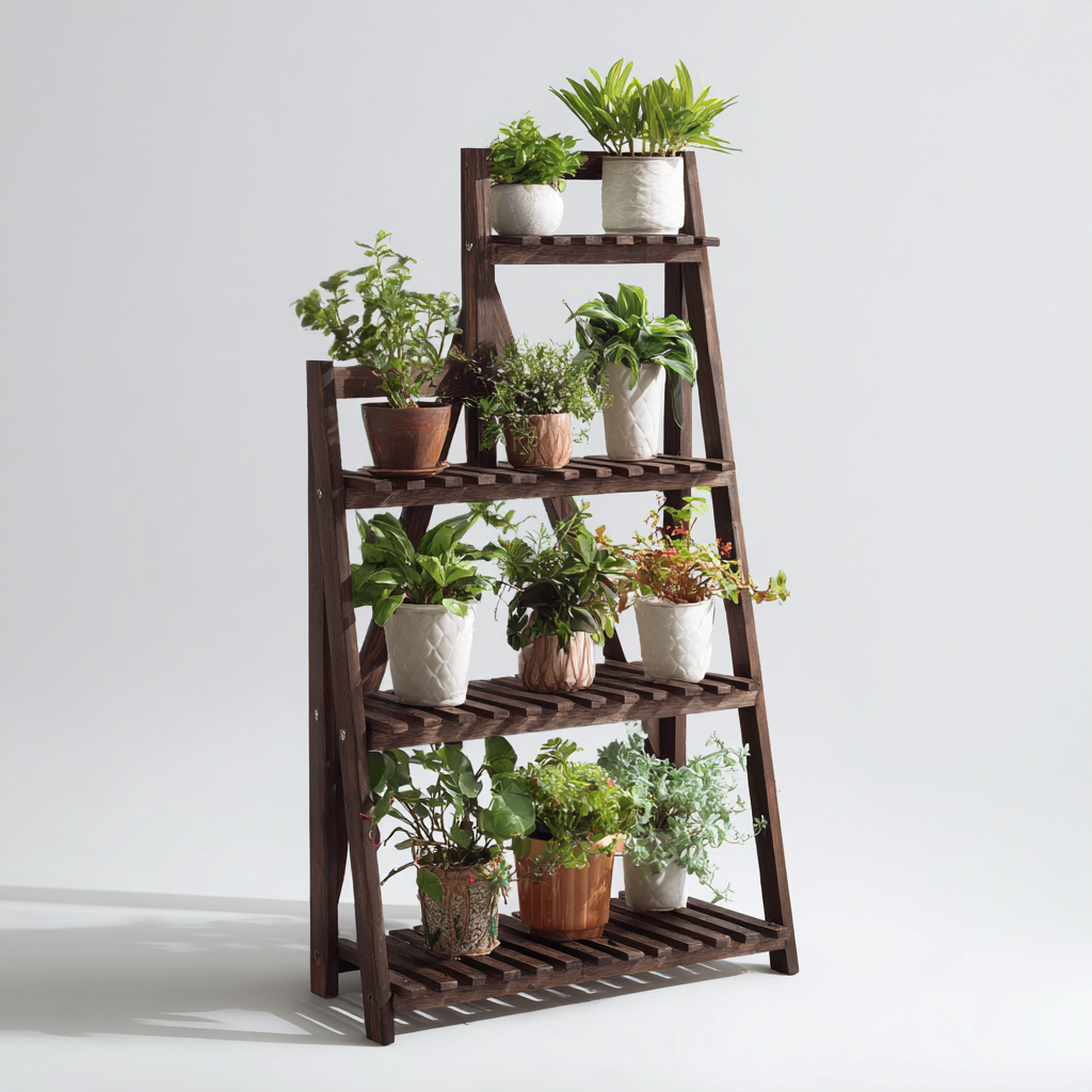 Supporto per piante Legno 70x40x120 cm - Marrone - Design naturale-Craftgoloft