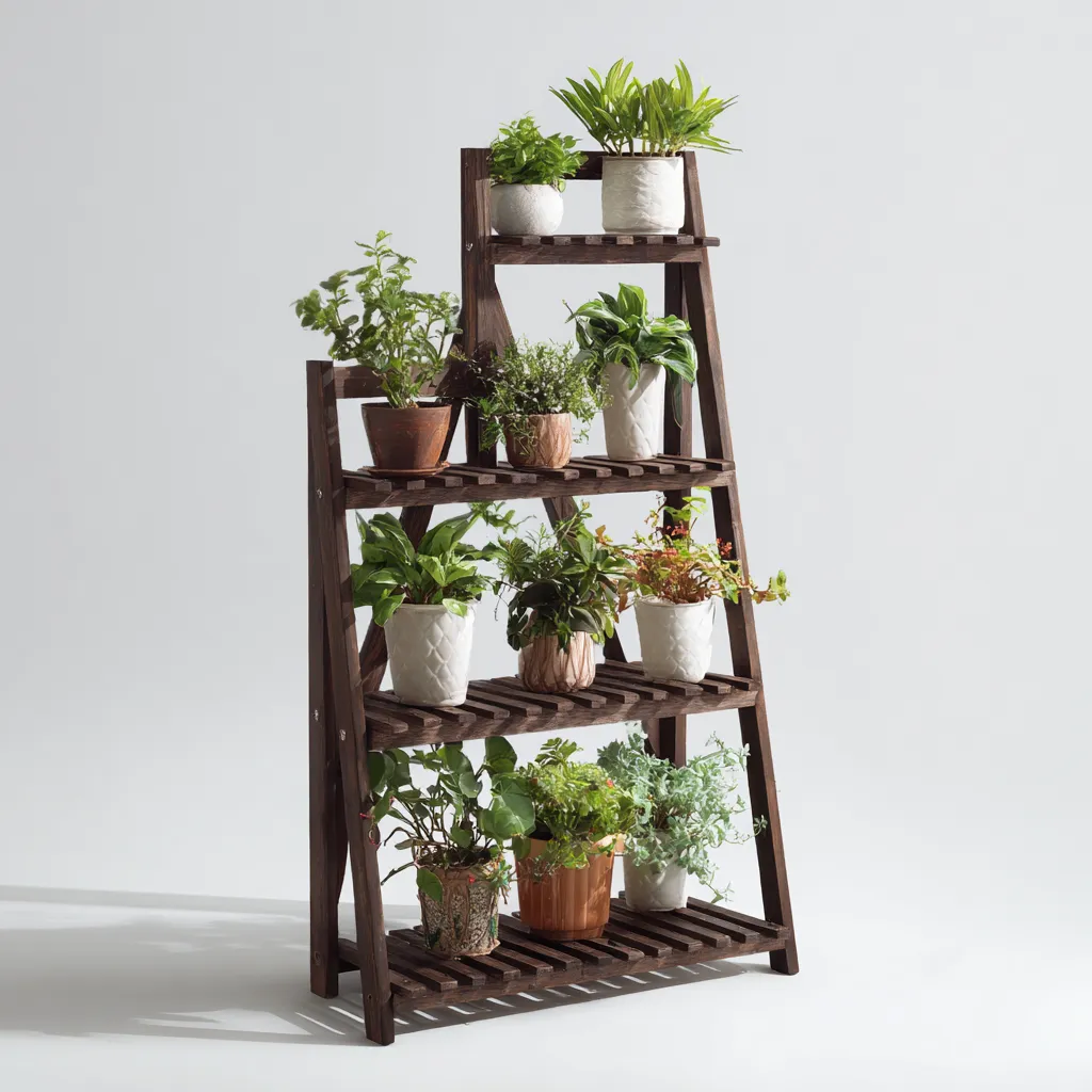 Supporto per piante Legno 70x40x120 cm - Marrone - Design naturale-Craftgoloft