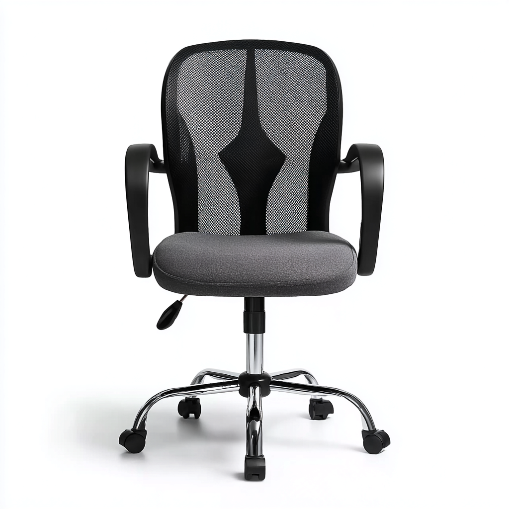 Sedia da ufficio Rete-Tessuto 60x60x95 cm - Grigio-Nero - Design ergonomico-Craftgoloft