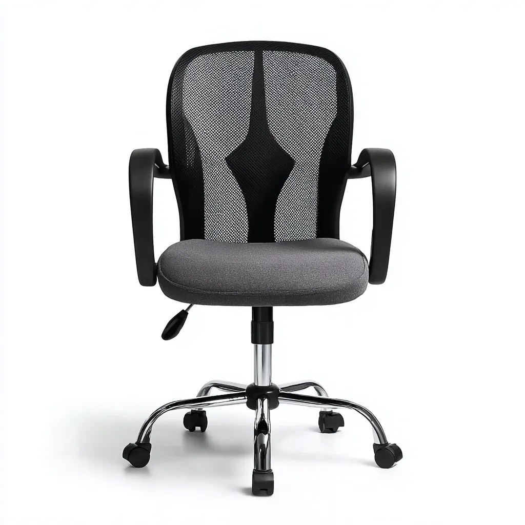 Sedia da ufficio Rete-Tessuto 60x60x95 cm - Grigio-Nero - Design ergonomico-Craftgoloft