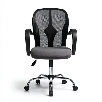 Sedia da ufficio Rete-Tessuto 60x60x95 cm - Grigio-Nero - Design ergonomico-Craftgoloft