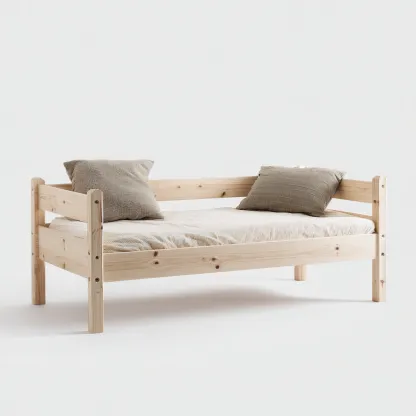 Divano letto in legno 198x92x75 cm - legno chiaro - design minimalista-Craftgoloft