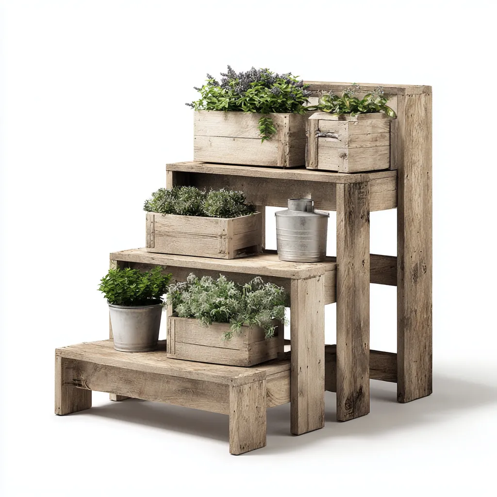 Supporto per piante in legno 80x35x75 cm - marrone chiaro - stile rustico-Craftgoloft