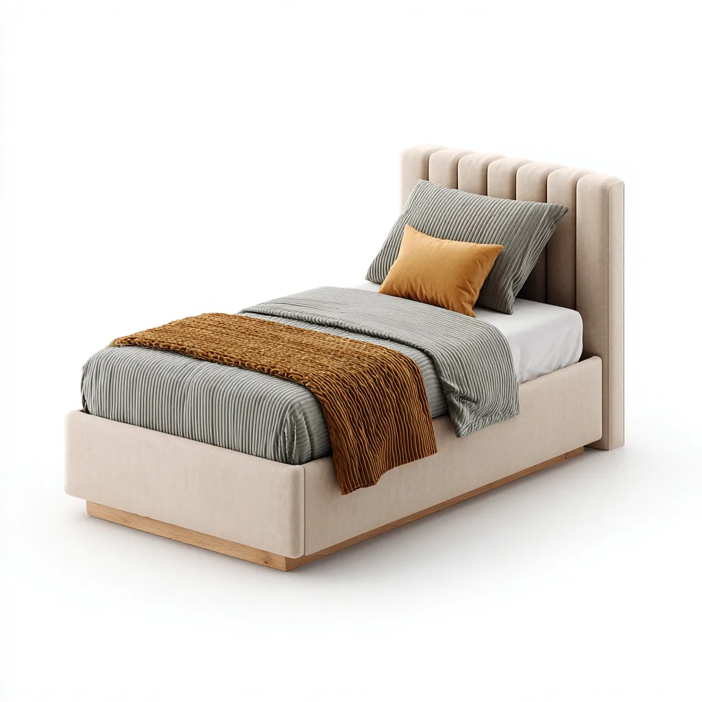 Letto singolo imbottito-legno 200x100x110 cm beige adatto per camera da letto design moderno-Craftgoloft