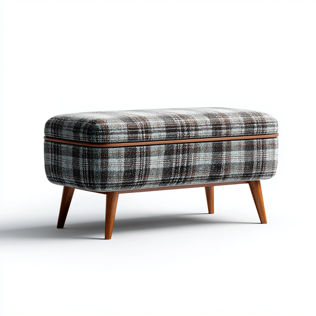 Panca per letto imbottita scozzese 90x38x46 cm stile moderno-Craftgoloft