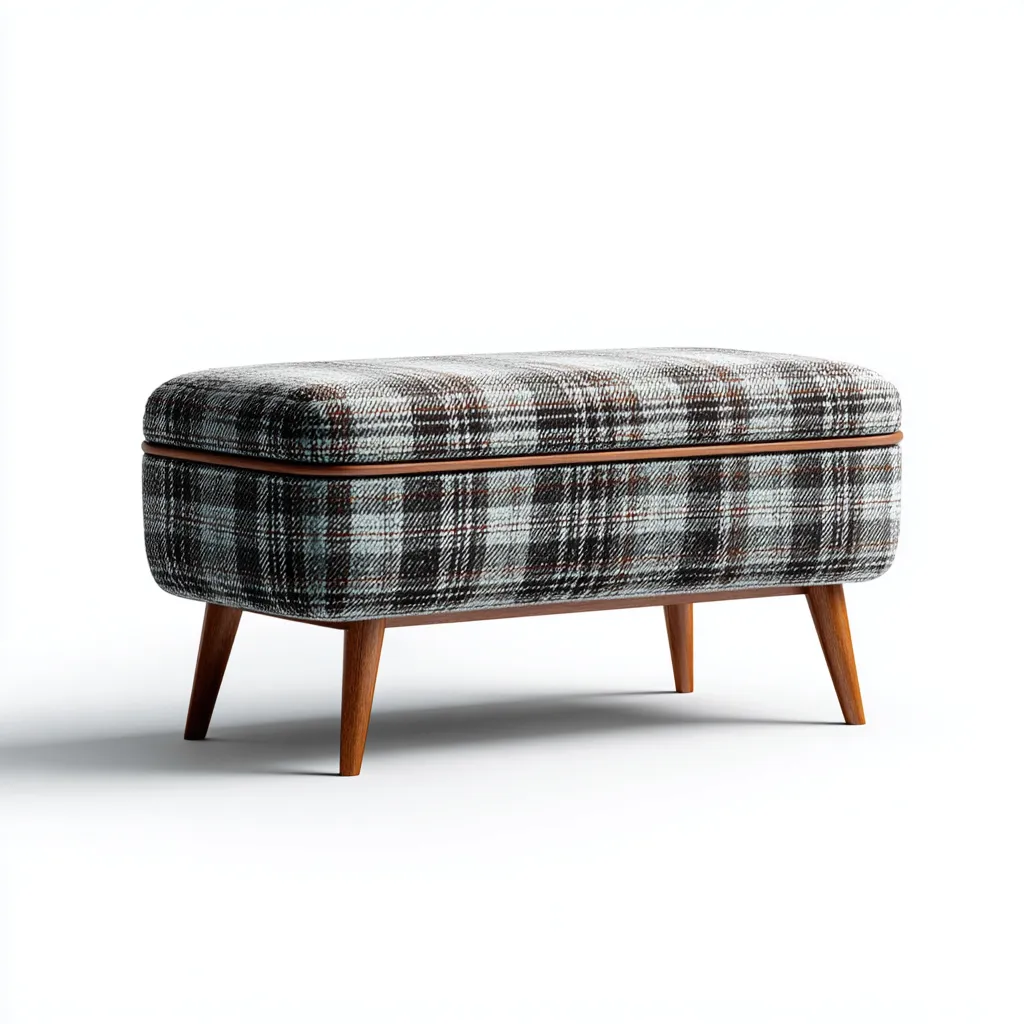 Panca per letto imbottita scozzese 90x38x46 cm stile moderno-Craftgoloft