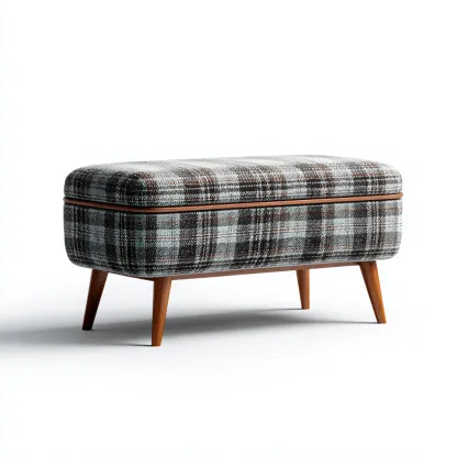 Panca per letto imbottita scozzese 90x38x46 cm stile moderno-Craftgoloft