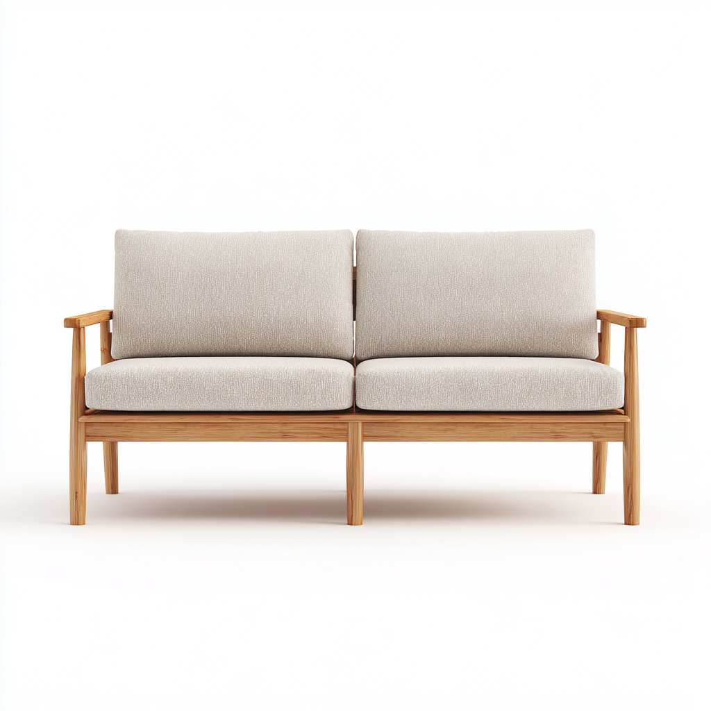 Divano da esterno Legno-Tessuto 130x75x80 cm - Beige-Legno naturale - Design moderno-Craftgoloft