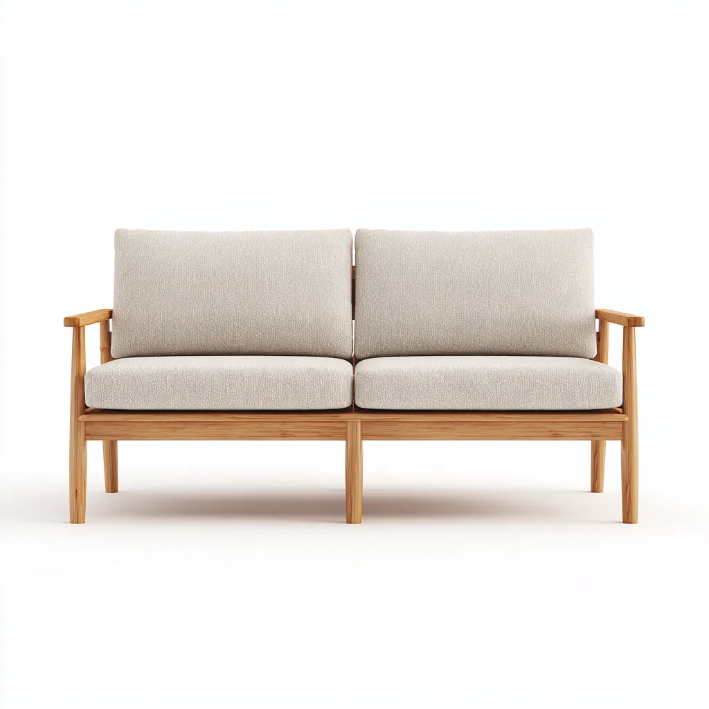 Divano da esterno Legno-Tessuto 130x75x80 cm - Beige-Legno naturale - Design moderno-Craftgoloft