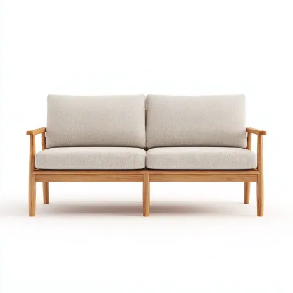 Divano da esterno Legno-Tessuto 130x75x80 cm - Beige-Legno naturale - Design moderno-Craftgoloft