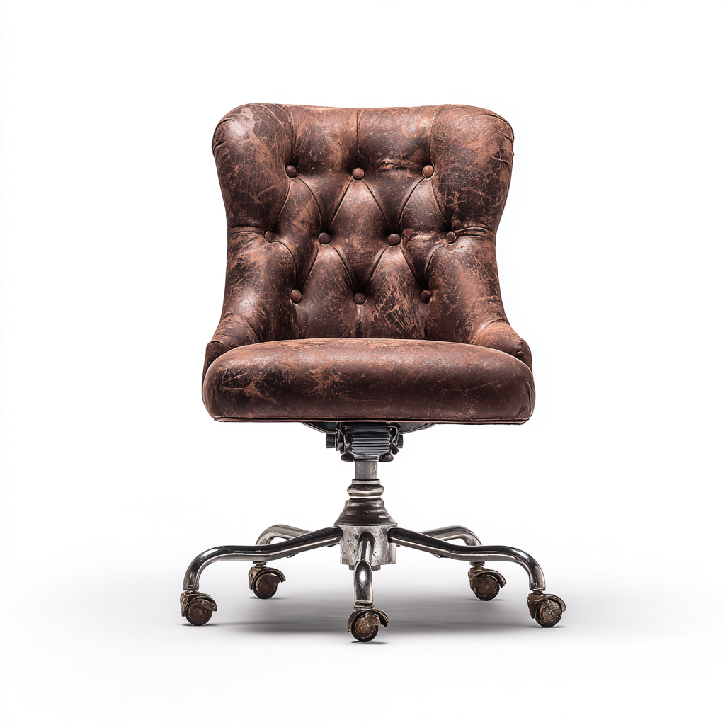 Sedia da ufficio Pelle-Metallo 60x60x90 cm - Marrone-Argento - Stile vintage-Craftgoloft