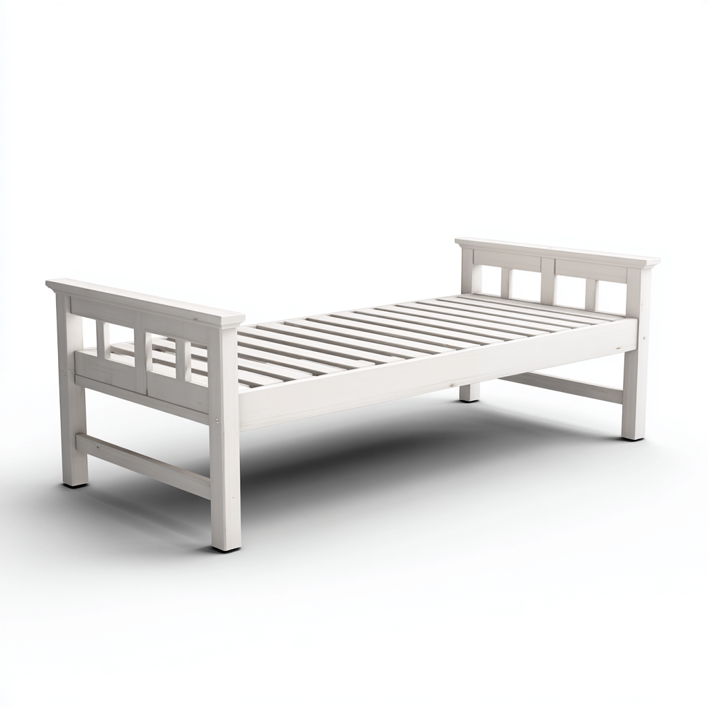 Letto singolo in legno 205x99x90 cm - bianco - stile classico-Craftgoloft