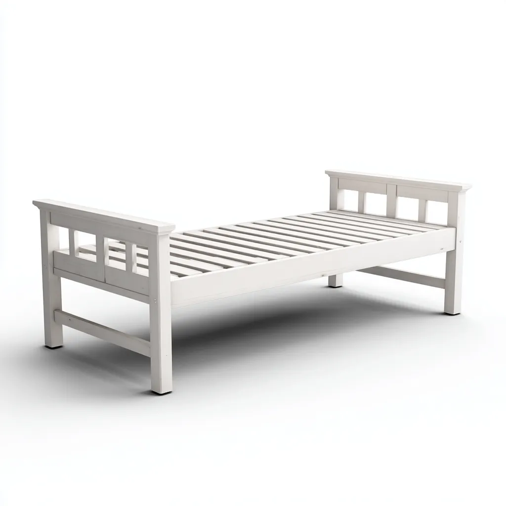 Letto singolo in legno 205x99x90 cm - bianco - stile classico-Craftgoloft