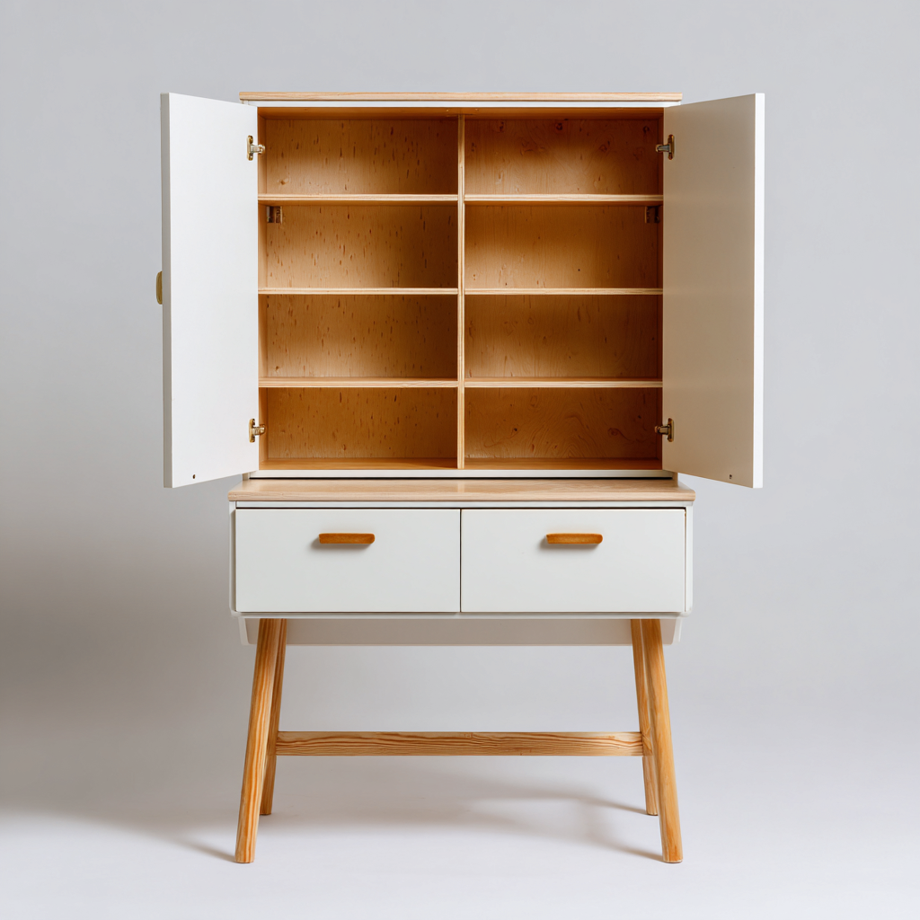 Armadietti da cucina - legno 165x70x40 cm - bianco-naturale - stile moderno-Craftgoloft