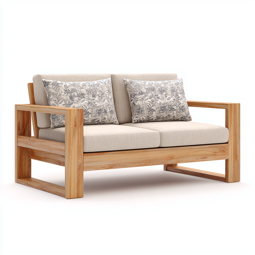 Divano da esterno in legno 135x78x82 cm - beige-legno naturale - design moderno per giardino-Craftgoloft