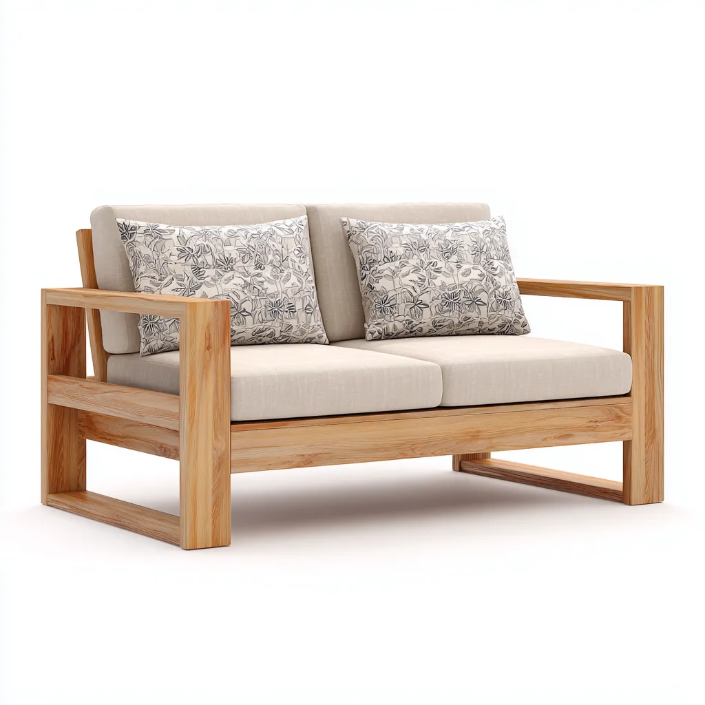 Divano da esterno in legno 135x78x82 cm - beige-legno naturale - design moderno per giardino-Craftgoloft