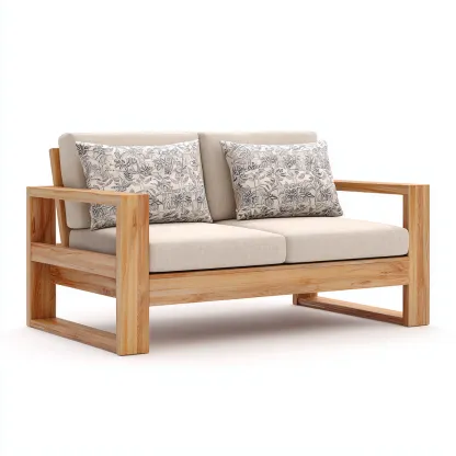 Divano da esterno in legno 135x78x82 cm - beige-legno naturale - design moderno per giardino-Craftgoloft