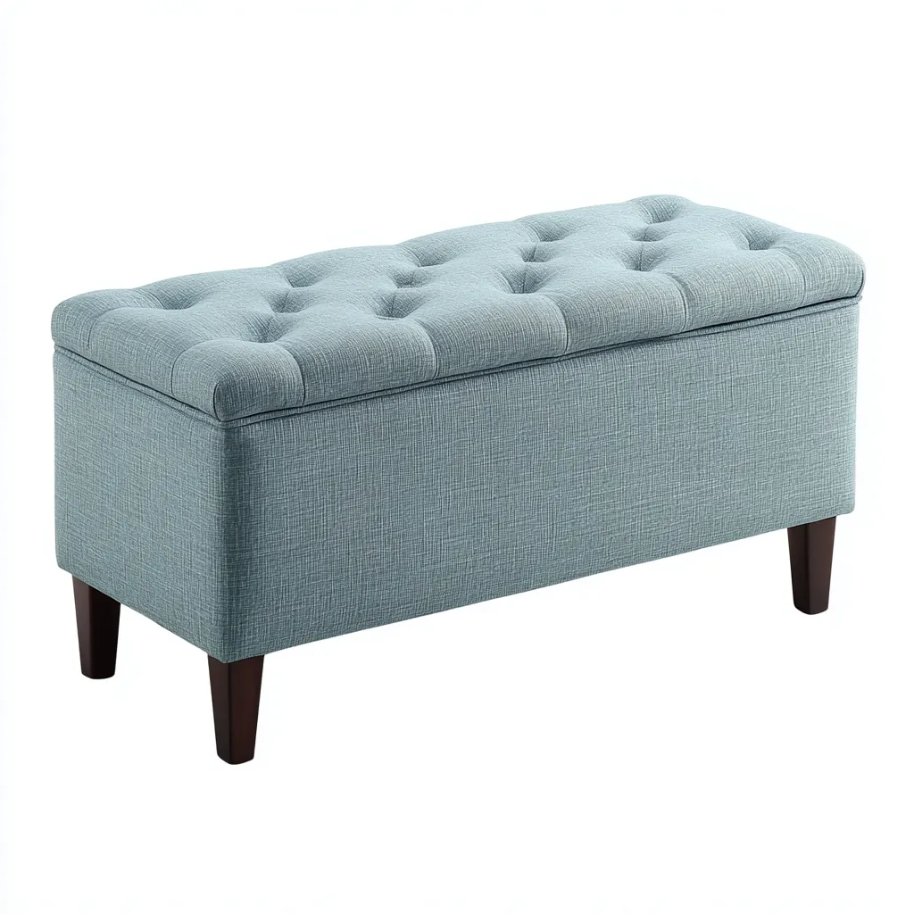 Panca per letto imbottita azzurro 105x40x48 cm stile moderno-Craftgoloft