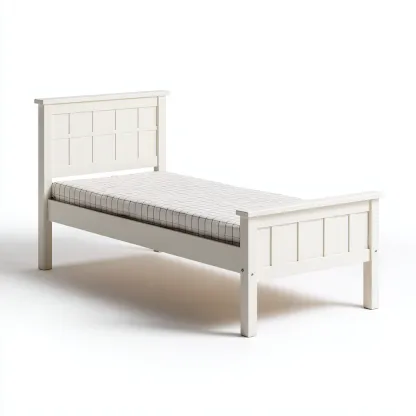 Letto singolo in legno crema 205x100x95 cm stile classico-Craftgoloft