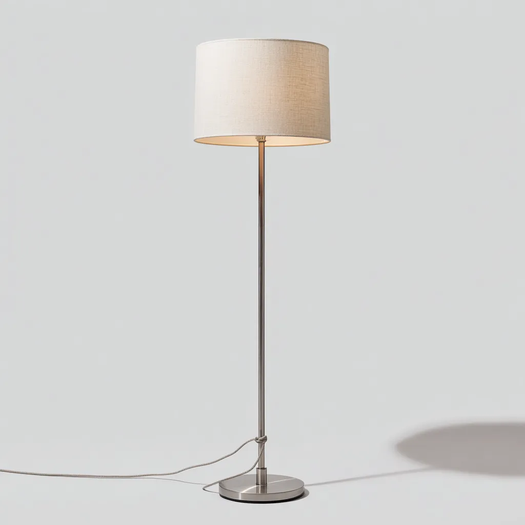 Lampada da terra - 30x30x155 cm - bianco-beige-metallo - design moderno-Craftgoloft