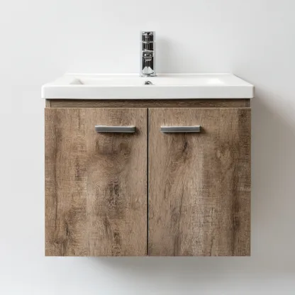 Mobile lavabo 60x40x50 cm struttura effetto legno con lavabo in ceramica - design moderno - per bagno-Craftgoloft