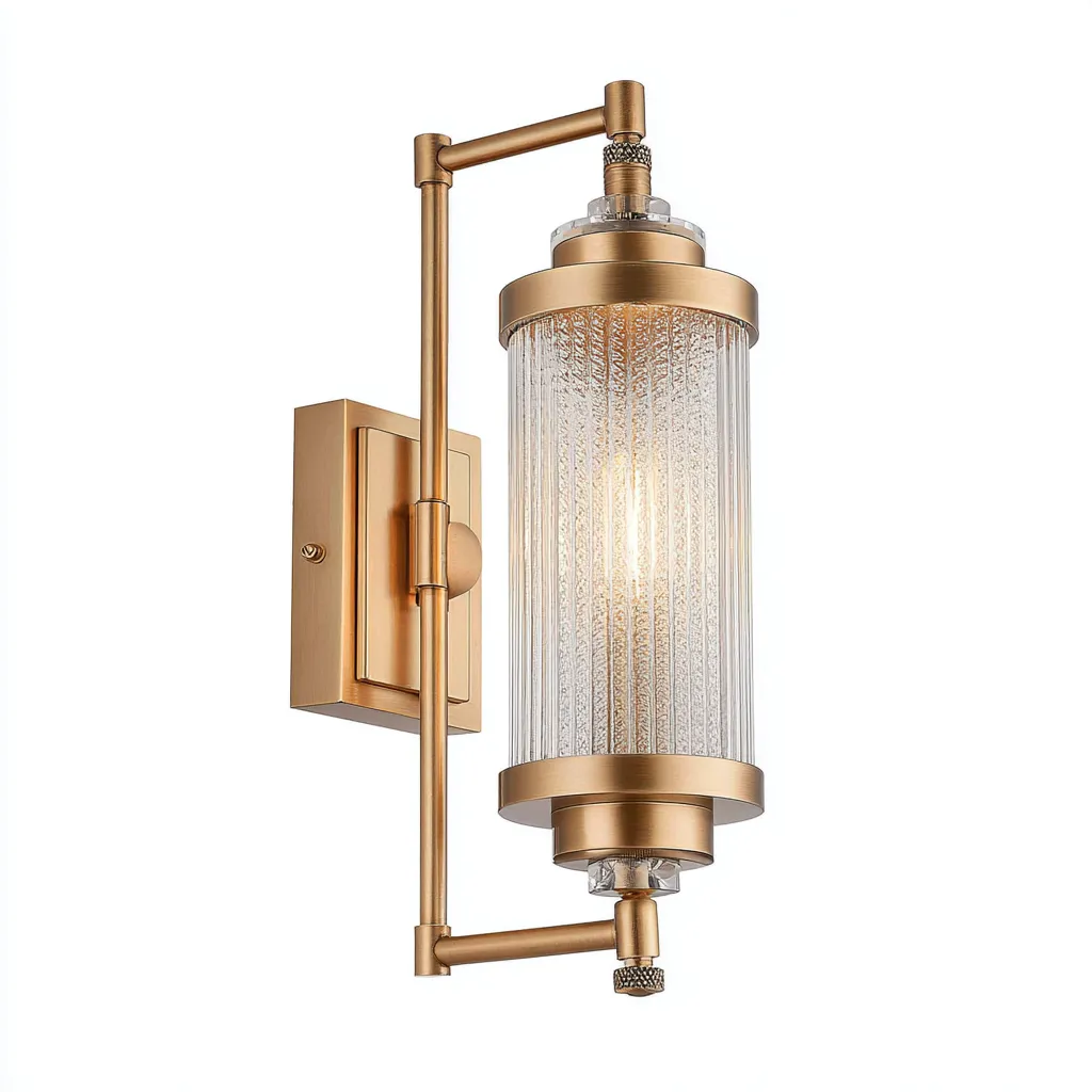 Applique in metallo e vetro 28x12x45 cm - oro - design moderno per interni-Craftgoloft