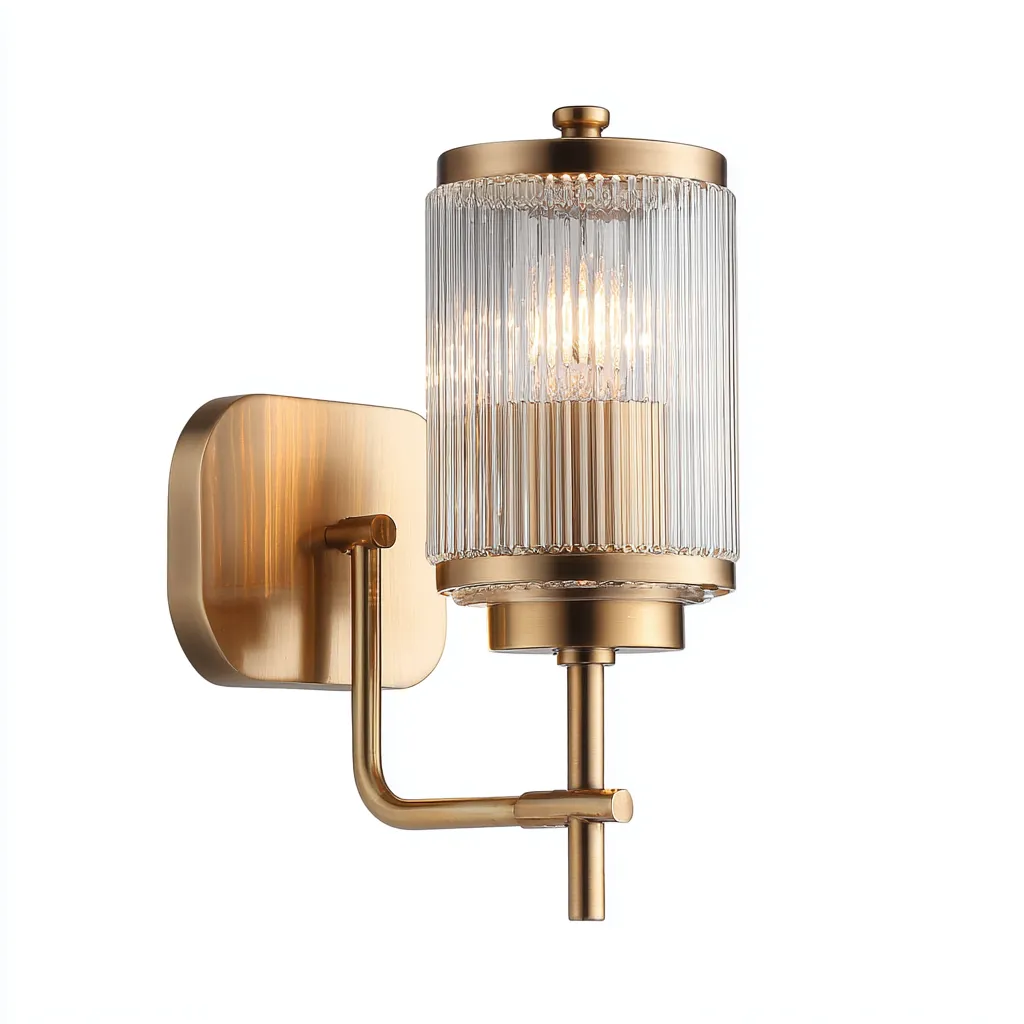 Applique metallo-vetro 16x12x28 cm oro-trasparente per soggiorno design moderno-Craftgoloft