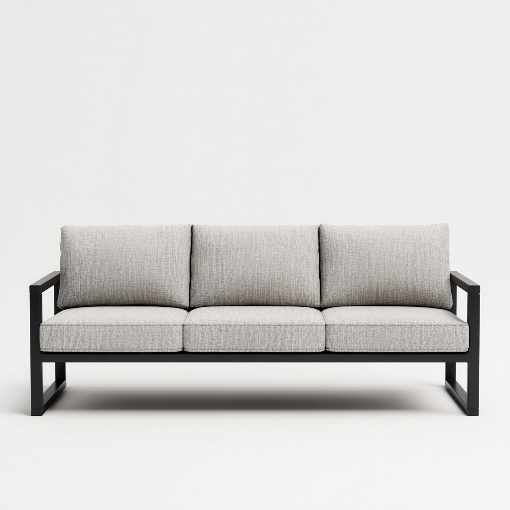 Divani da esterno 200x75x75 cm struttura in metallo cuscini tessuto grigio chiaro - design moderno - per esterno-Craftgoloft