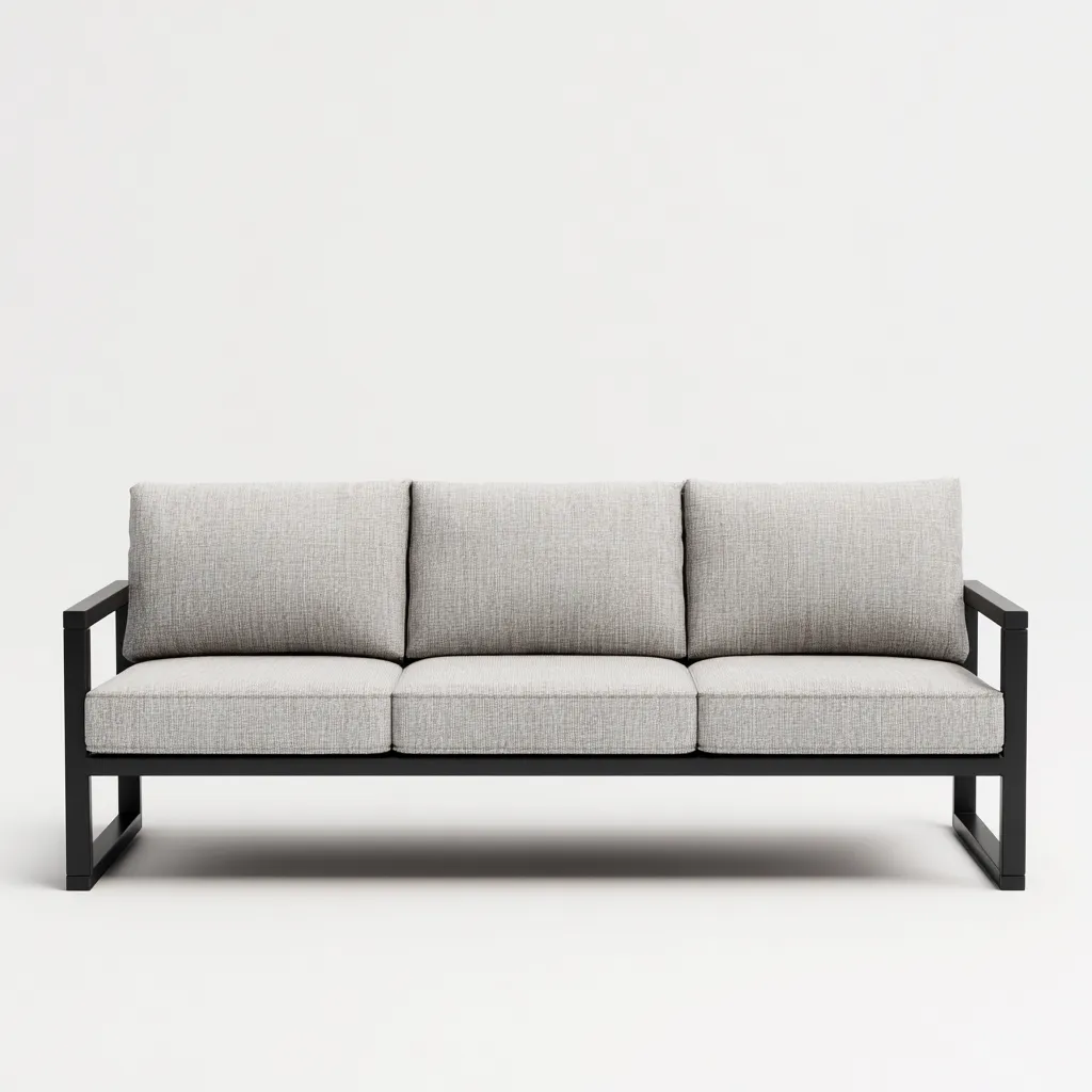 Divani da esterno 200x75x75 cm struttura in metallo cuscini tessuto grigio chiaro - design moderno - per esterno-Craftgoloft