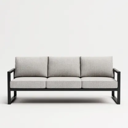 Divani da esterno 200x75x75 cm struttura in metallo cuscini tessuto grigio chiaro - design moderno - per esterno-Craftgoloft