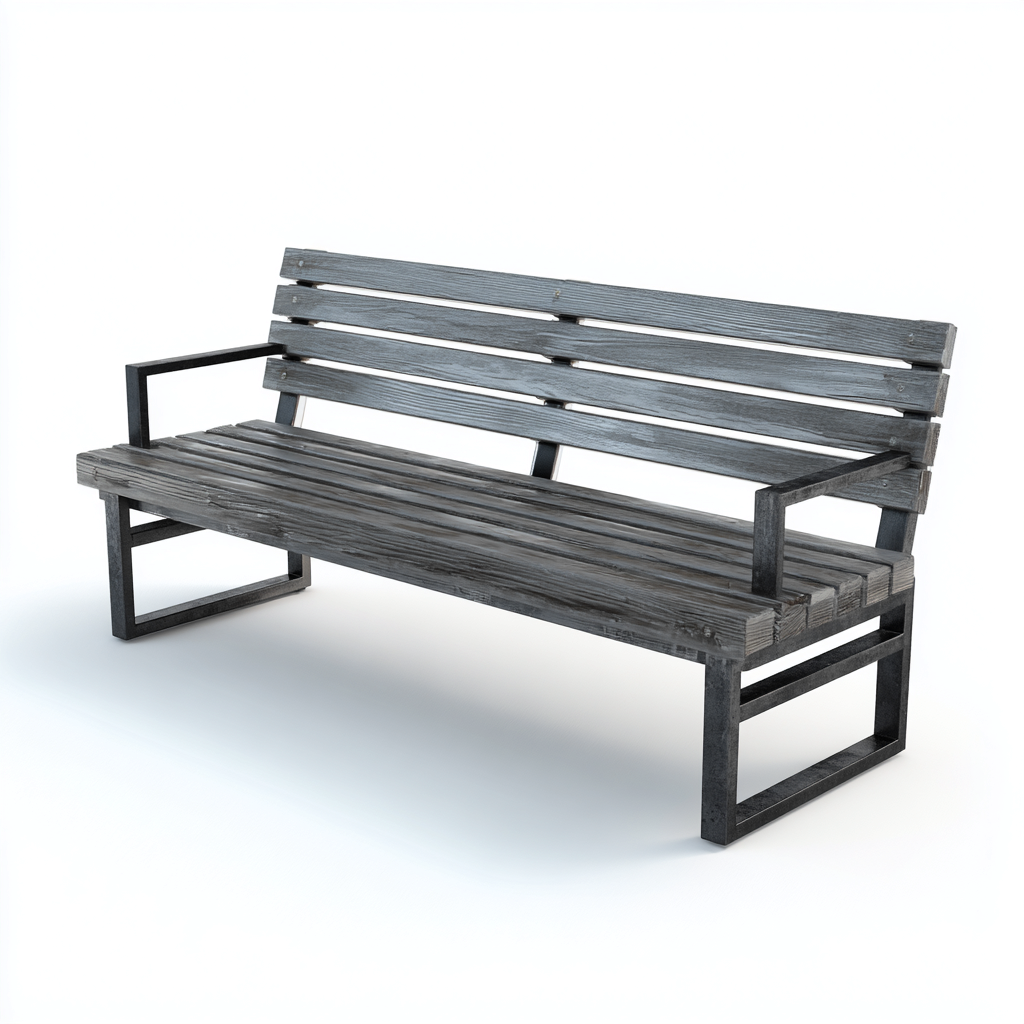 Panca da giardino Legno-Metallo 150x65x85 cm - Grigio-Nero - Design moderno-Craftgoloft