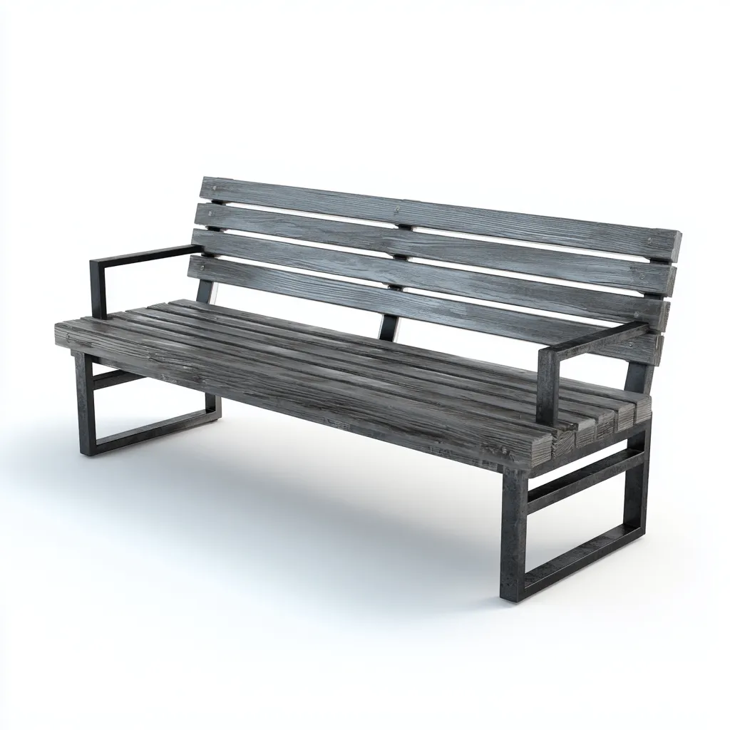 Panca da giardino Legno-Metallo 150x65x85 cm - Grigio-Nero - Design moderno-Craftgoloft