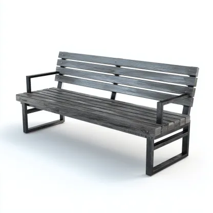 Panca da giardino Legno-Metallo 150x65x85 cm - Grigio-Nero - Design moderno-Craftgoloft