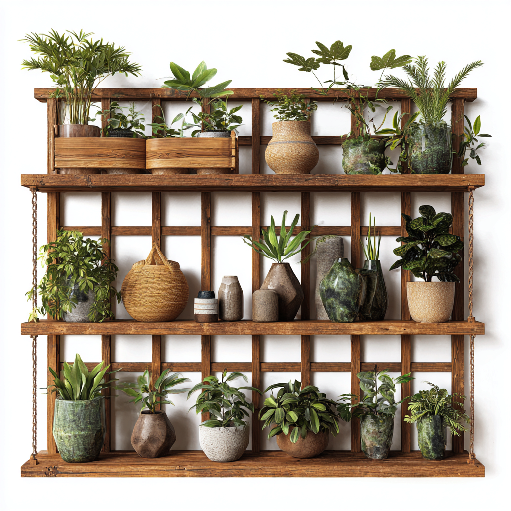 Vasi e supporti per piante supporto da parete in legno 90x18x85 cm marrone design naturale-Craftgoloft
