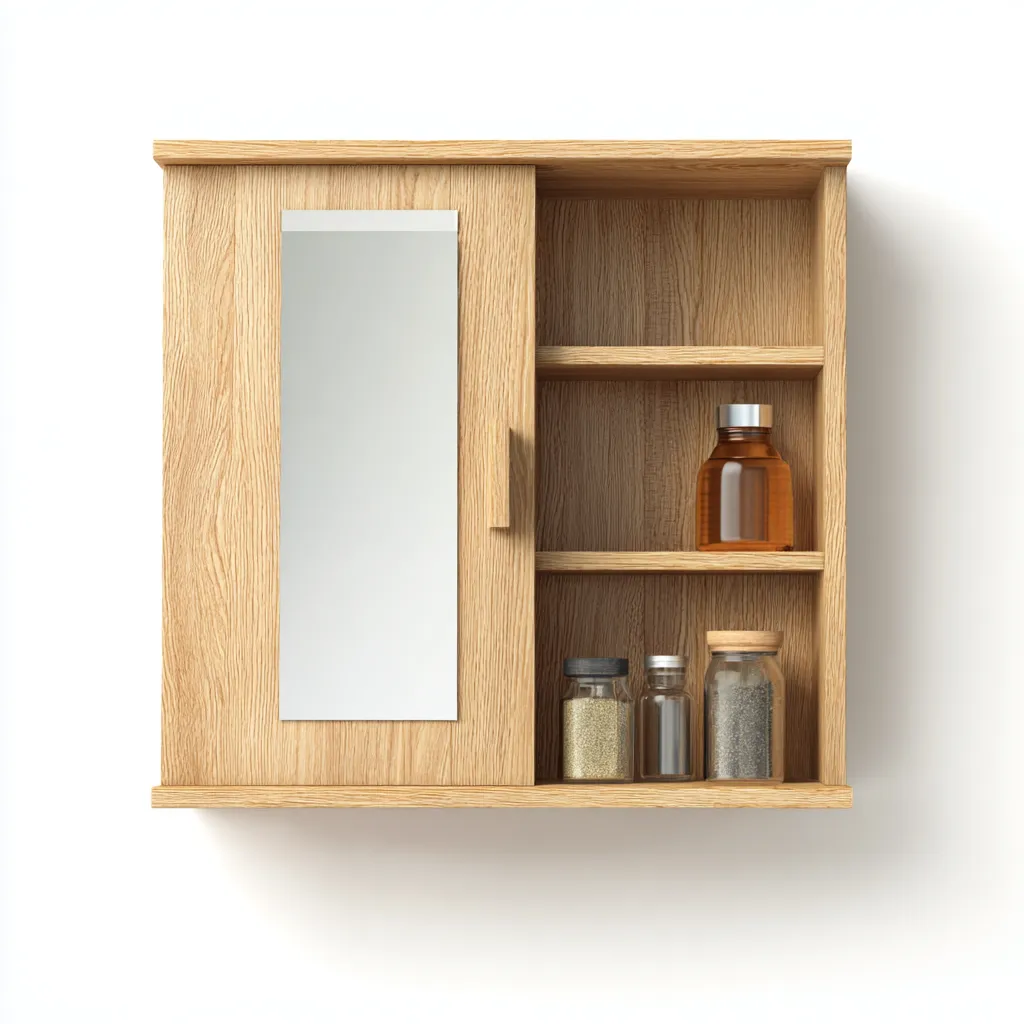 Mobile bagno 55x15x60 cm struttura in legno con anta scorrevole e specchio - design moderno - per bagno-Craftgoloft