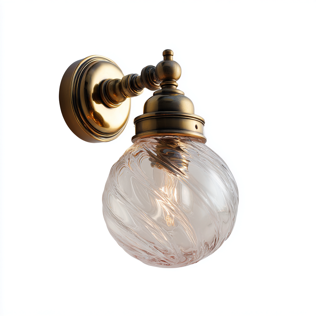 Applique in vetro e metallo 16x20x28 cm - bronzo - design classico-Craftgoloft