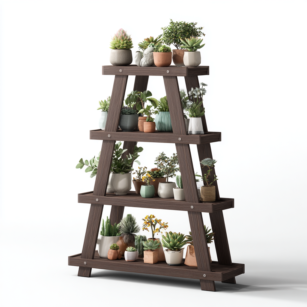 Supporto per piante legno 80x35x120 cm marrone scuro adatto per esterno design moderno-Craftgoloft