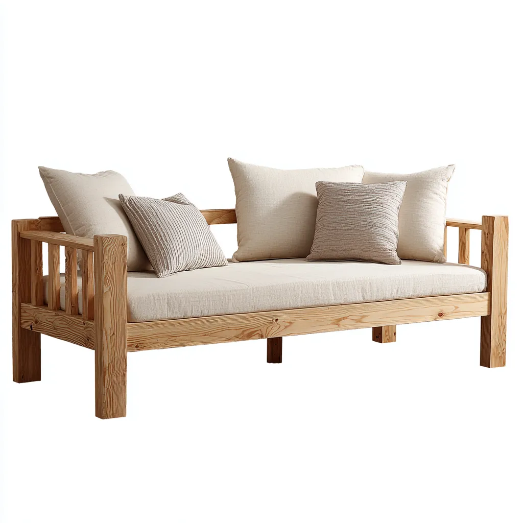 Divano letto legno 200x90x85 cm legno naturale-beige adatto per camera da letto design moderno-Craftgoloft