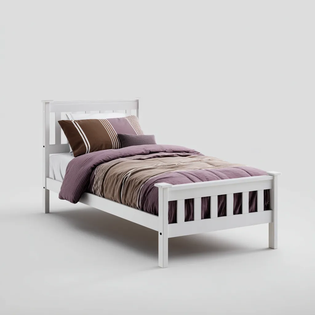 Letto singolo 200x100x95 cm struttura in legno bianco - design moderno - per camera da letto-Craftgoloft