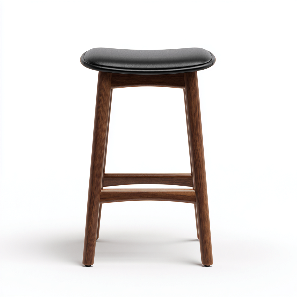 Sgabello da bar in legno con seduta imbottita - 40x35x65 cm - nero-marrone - stile moderno-Craftgoloft