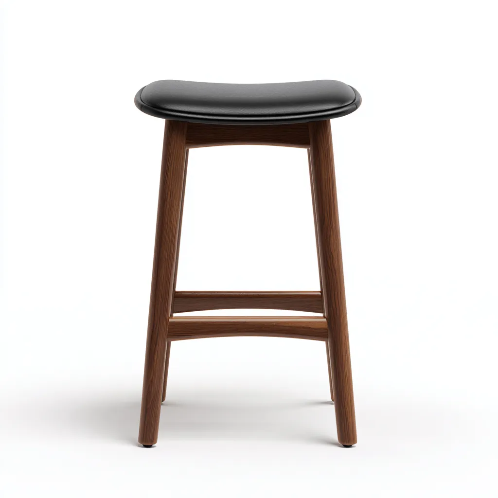 Sgabello da bar in legno con seduta imbottita - 40x35x65 cm - nero-marrone - stile moderno-Craftgoloft