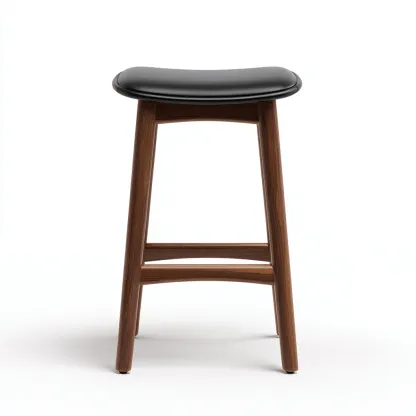 Sgabello da bar in legno con seduta imbottita - 40x35x65 cm - nero-marrone - stile moderno-Craftgoloft