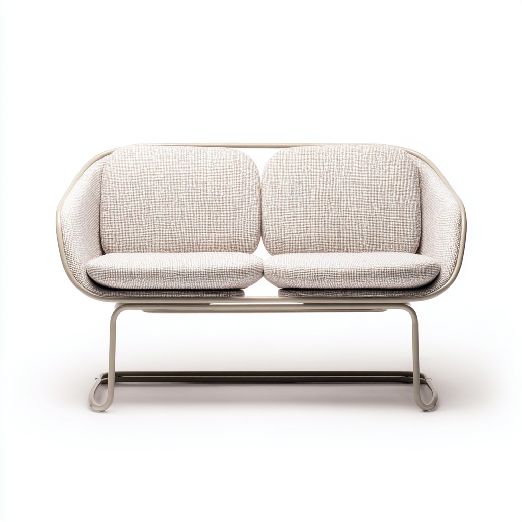 Divani da esterno due posti struttura in metallo 145x70x82 cm beige-grigio chiaro design moderno-Craftgoloft