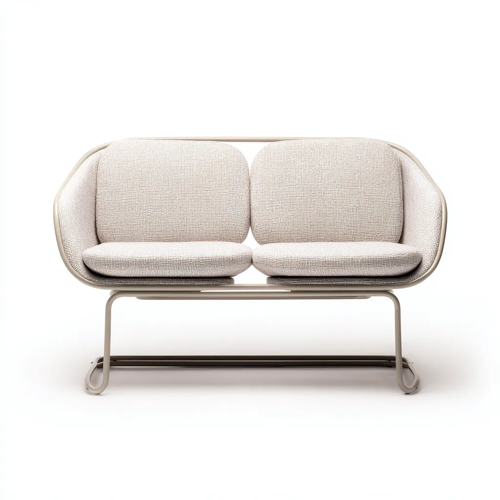 Divani da esterno due posti struttura in metallo 145x70x82 cm beige-grigio chiaro design moderno-Craftgoloft