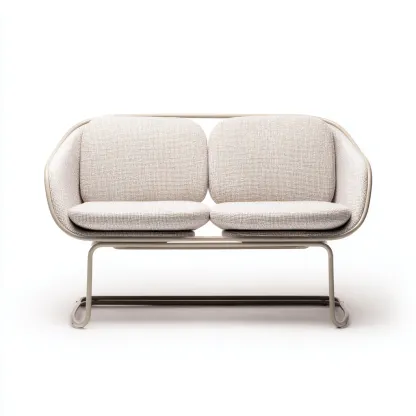 Divani da esterno due posti struttura in metallo 145x70x82 cm beige-grigio chiaro design moderno-Craftgoloft