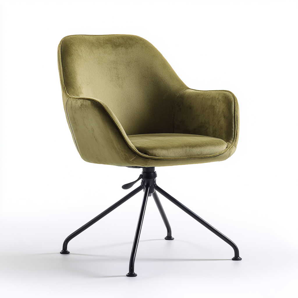 Sedia da ufficio Velluto-Metallo 60x60x90 cm - Verde-Nero - Design ergonomico-Craftgoloft